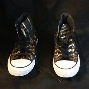 Black and Gold Chucks Size 8